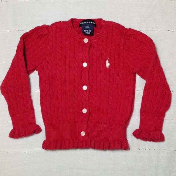 Ralph Lauren Other - Red Ralph Lauren Cardigan Size 18M